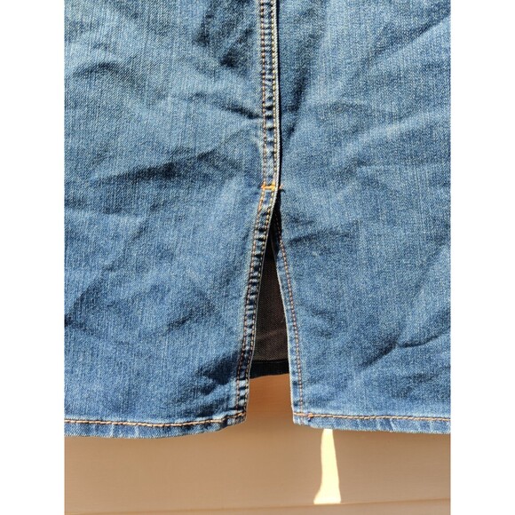 Levis Jean Skirt Womens Size 14 Denim Knee Length Blue Slit In Back Pencil Short - Picture 5 of 12